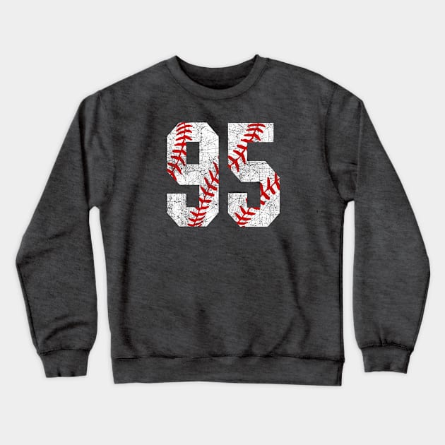 Vintage #95 Baseball Laces Baseball Mom Jersey Love Baseball Crewneck Sweatshirt by TeeCreations